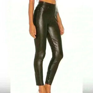 SPANX leather-like ankle skinny pant luxe black M tall